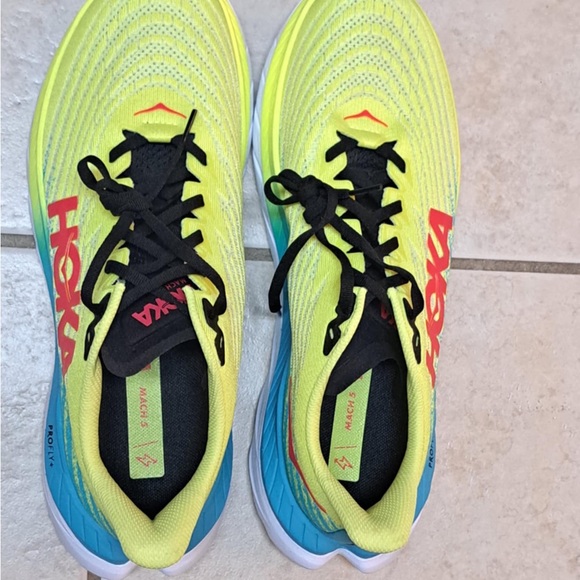 Hoka Mach 5 running shoe - bright yellow/lime - featuring a PROFLY+ midsole - Picture 5 of 7